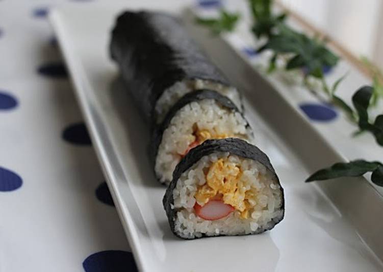 Simple Way to Make Favorite Egg and Crab Stick Nori-maki Sushi