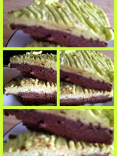 A picture of AMIEs Chocolate Pistachio cheesecake.