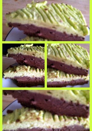 A picture of AMIEs Chocolate Pistachio cheesecake.