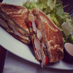 A picture of Santa fe grilled chicken panini.