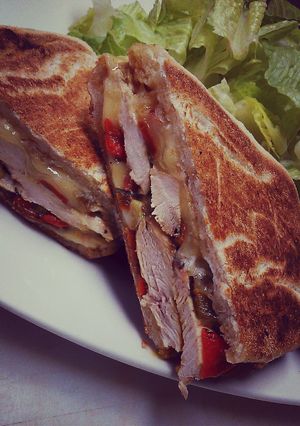 A picture of Santa fe grilled chicken panini.
