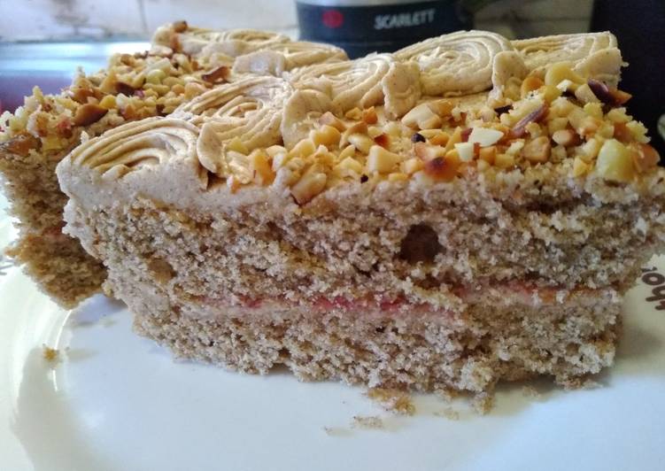 Steps to Prepare Homemade Peanut butter cake wit strawberry jam#charityrecipe#4wkchalenge