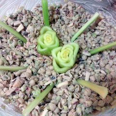 A picture of chicken pasta salad.