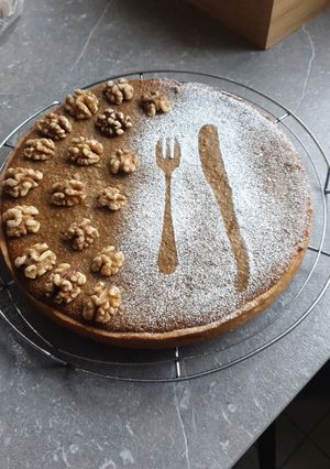 Une photo de Tarte noix café