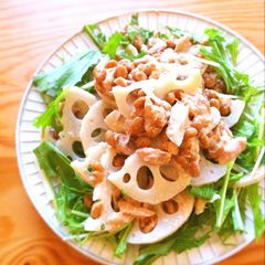 A picture of Lotus Root, Tuna and Natto Salad.