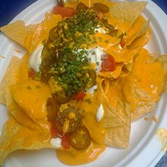 A picture of Super easy nachos vegetarian option.