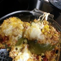 A picture of Mexican style stuffed bell peppers.