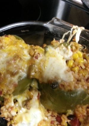 A picture of Mexican style stuffed bell peppers.