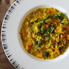A picture of Kedgeree with brown lentils - Mauritian style.