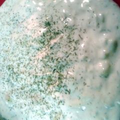 A picture of tzatziki sauce.