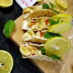 A picture of Falahari tacos srikand fruit stuff.