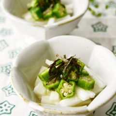 A picture of Wasabi-Flavored Nagaimo and Okra Mix.
