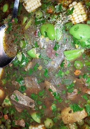 A picture of caldo de res (Mexican beef soup).