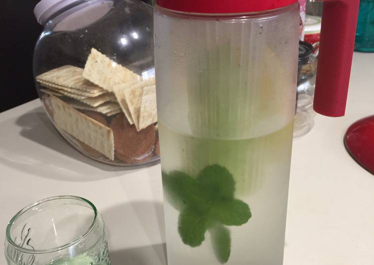 Steps to Make Homemade Infused Water ( Cucumber - Lemon- Mint)