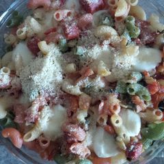 A picture of Pasta al Filetto with Italian Sausage al Forno.
