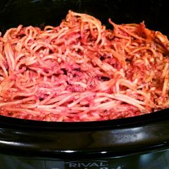 A picture of Creamy Crock Pot Spaghetti.