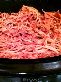 A picture of Creamy Crock Pot Spaghetti.