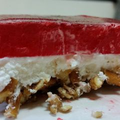 A picture of Strawberry Jell-O Pretzel Salad.