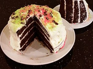 Chocolate Chiffon Layer Cake with Peppermint Marscapone Cream Filling / Frosting