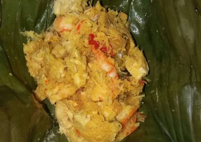 Resep Botok udang tempe Anti Gagal