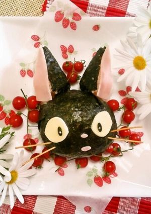 A picture of Jiji (from Kiki's Delivery Service) Onigiri.