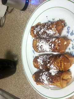 A picture of French toast roll up.