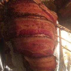 A picture of Peppercorn Bacon Wrapped Chicken Breast.