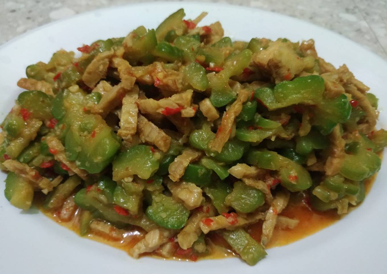 Tumis pare tempe (Tips agar tidak pahit)