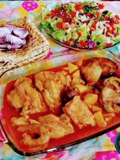 عکسی از دستور خورشت مرغ وبادمجون