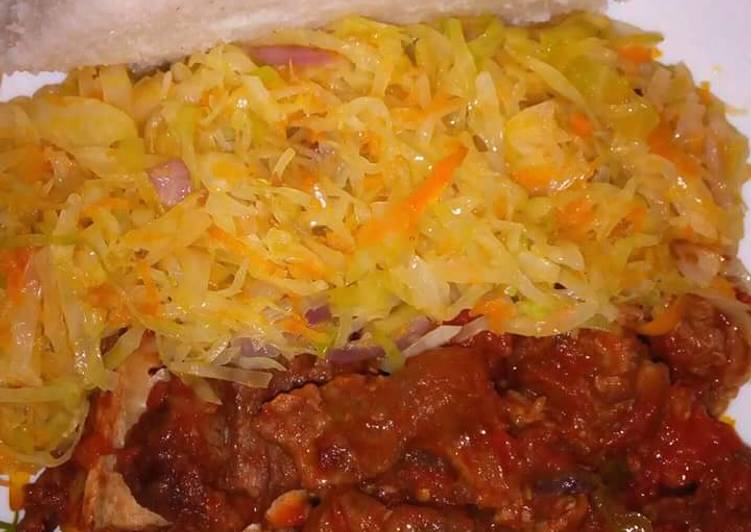 Step-by-Step Guide to Prepare Homemade Wet fried beef, cabbage with Ugali