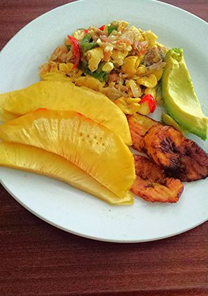 A picture of Jamaican Ackee and Salt Fish.