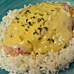 A picture of Ham and Swiss Skillet Chicken.