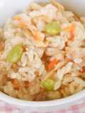 Rice Cooked with Frozen Edamame and Tuna