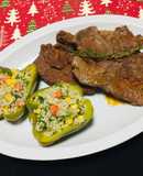 Pimientos Rellenos con Ensalada de Quinua y Bistec de Res !🍎🥩