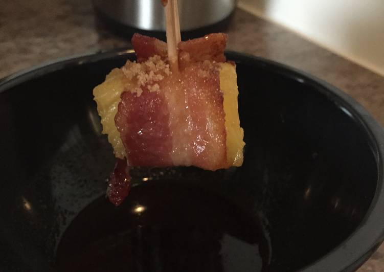 Candied Bacon-Wrapped Pineapple With Honey Sriracha Sauce