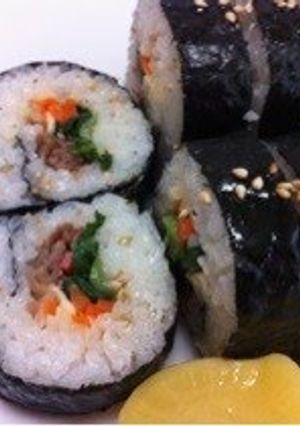 A picture of Colorful Kimbap: Korean Nori Seaweed Rolls.
