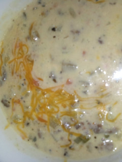 A picture of Cheeseburger soup.