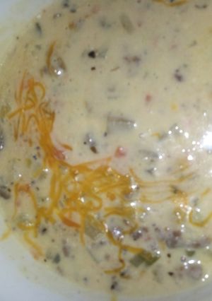 A picture of Cheeseburger soup.