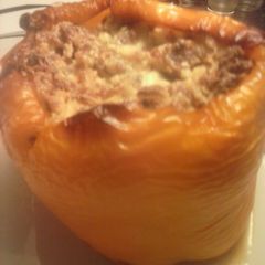 A picture of Brad's pancetta and sausage stuffed peppers.