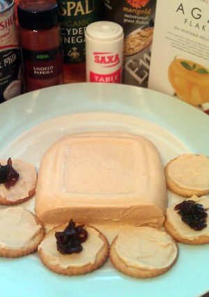 A picture of Vickys Coconut Milk 'Cheddar' Cheese, GF DF EF SF NF.