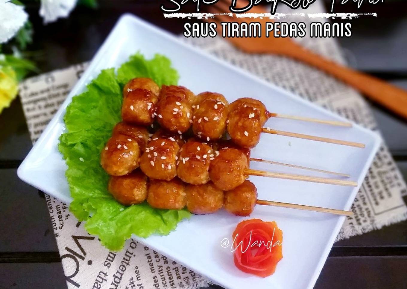 Sate Bakso Tahu Saus Tiram Pedas Manis