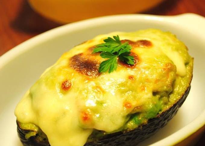 Avocado and Shrimp au Gratin