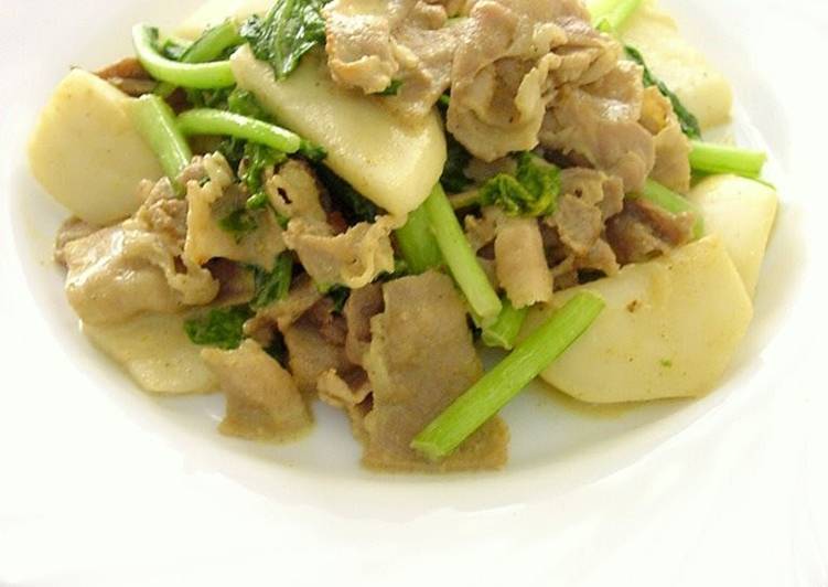 Healthy Recipe of Turnip &amp; Pork Belly Curry Stir-fry