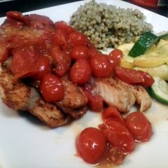 Tilapia with cherry tomato vinaigrette A picture of Tilapia with cherry tomato vinaigrette.