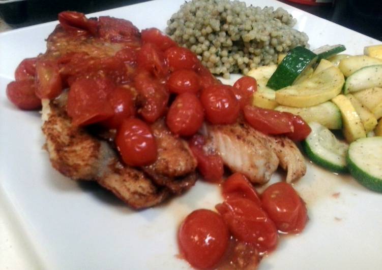 Steps to Make Super Quick Homemade Tilapia with cherry tomato vinaigrette