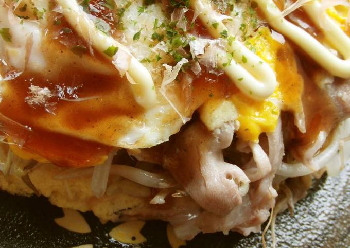 Low-Sugar Hiroshima Okonomiyaki with Okara &amp; Bean Sprouts