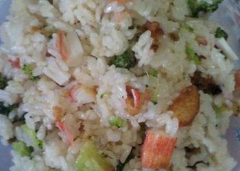 Easiest Way to Make Yummy Imitation Crab Stick  Broccoli Tendon Style Mixed Rice