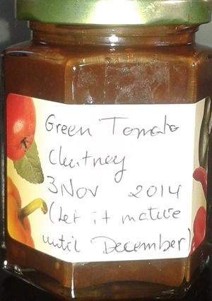 A picture of Green tomato chutney.