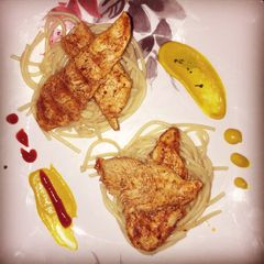 A picture of Spicy Chicken Cutlets With Spaghetti.