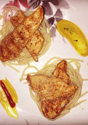 A picture of Spicy Chicken Cutlets With Spaghetti.